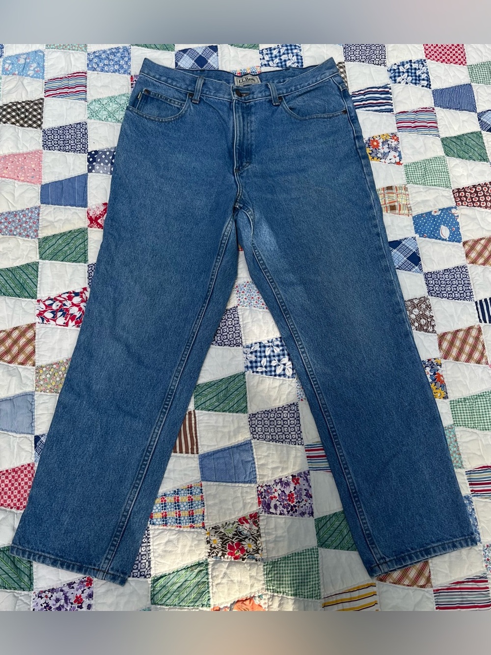 L.L. Bean Men's Relaxed Jeans in Medium Blue Denim